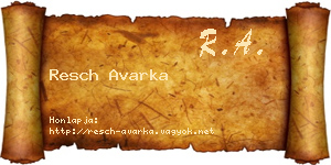 Resch Avarka névjegykártya